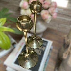Threshold 11’ Brass Gold Tone Candle Holder Chalice Cup MCM Style